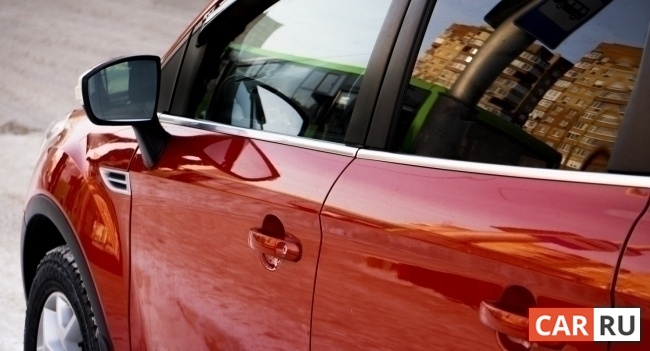 машина, автомобиль, красный, двери, зеркало